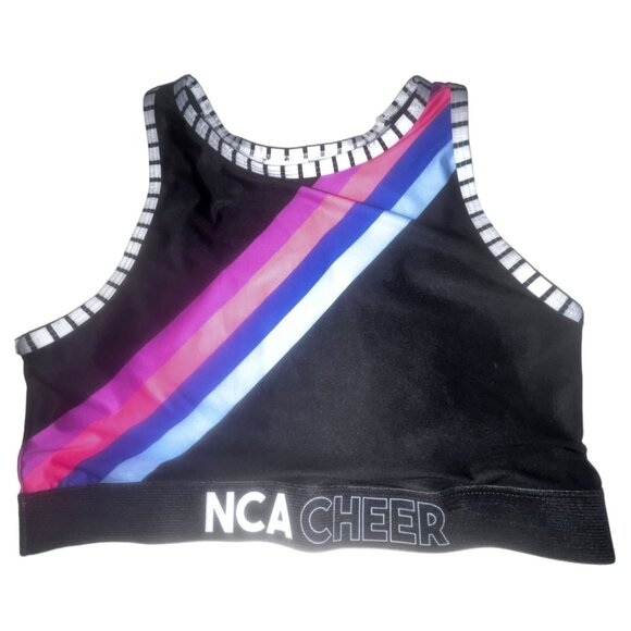 NCA Cheer Cheerleader Uniform L Top & 26" Skirt Black Striped Detail Varsity - Picture 2 of 5